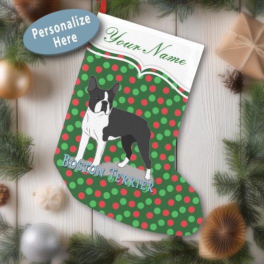 Petite Chaussette De Noël Dessin de chien Boston Terrier