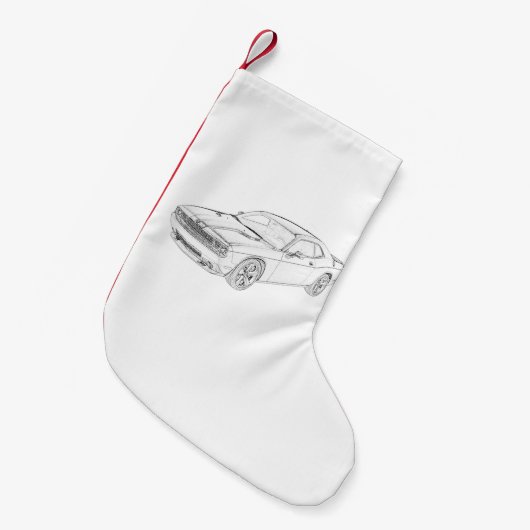 Petite Chaussette De Noël Dessin de Dodge Challenger noir et blanc (Devant (Accrochage))
