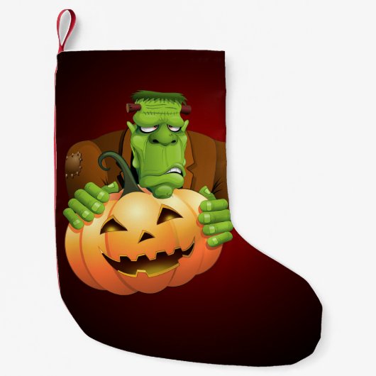 Petite Chaussette De Noël Dessin de Frankenstein Monster avec Citrouille (Devant)