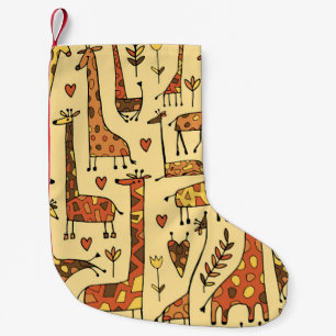 Petite Chaussette De Noël Dessin De Giraffe, Amusant Design Sans Fil.