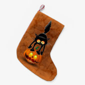 Petite Chaussette De Noël Dessin d'Halloween au chat effrayé sur Citrouille (Devant (Accrochage))