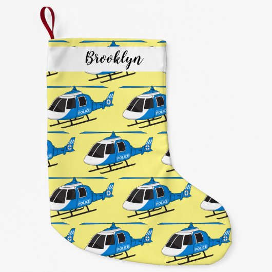 Petite Chaussette De Noël Dessin d'hélicoptère du service de police mignon (Devant)