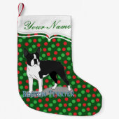Petite Chaussette De Noël Dessin du chien de Boston Terrier (Devant)