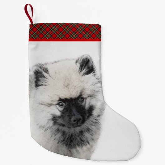Petite Chaussette De Noël Dessin Keeshond Chiot - Joli dessin original Chien (Devant)
