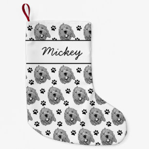 Petite Chaussette De Noël Dessin personnalisé Goldendoodle Chien