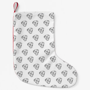 Petite Chaussette De Noël dessin pitbull simple amoureux des chiens noir bla