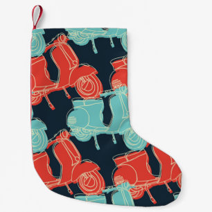 Petite Chaussette De Noël dessin vintage coloré à la main scooter s moto