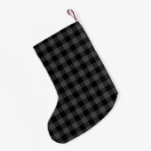Petite Chaussette De Noël Détails du cône de pin plaid rustique gris (Dos (Accrochage))