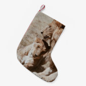 PETITE CHAUSSETTE DE NOËL DEUX LIONS BROWN SUR LE CHAMP VERT (Devant (Accrochage))