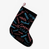 Petite Chaussette De Noël Deux noms couples motif monogramme bleu rose clair (Devant (Accrochage))