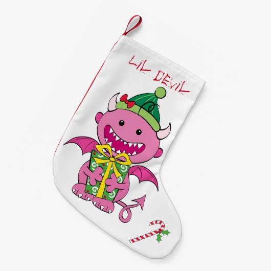Petite Chaussette De Noël Diable de fille avec le présent (Devant (Accrochage))