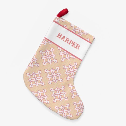 Petite Chaussette De Noël Diamond Endless Knot in Pink + Orange Personalized (Devant (Accrochage))