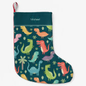 Petite Chaussette De Noël Dinosaur Motif Blue Kid Monogram Garçon (Devant)