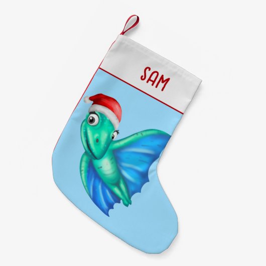 Petite Chaussette De Noël Dinosaur Stockage de Noël | Cute Dinosaur Bleu (Devant (Accrochage))