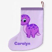 Petite Chaussette De Noël Dinosaure pourpre mignon de brontosaure de bébé (Dos)