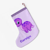 Petite Chaussette De Noël Dinosaure pourpre mignon de brontosaure de bébé (Dos (Accrochage))