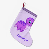 Petite Chaussette De Noël Dinosaure pourpre mignon de brontosaure de bébé (Devant (Accrochage))