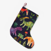 Petite Chaussette De Noël Dinosaures floraux : Aquarelle (Devant (Accrochage))