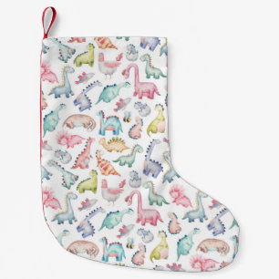 Petite Chaussette De Noël Dinosaures mignons, motif d'aquarelle pour enfants