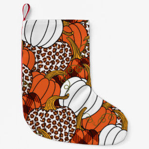 Petite Chaussette De Noël Divers citrouilles. Leopard, orange, blanc et buf