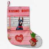 Petite Chaussette De Noël Doberman Chien Valentine's Day Kissing Booth (Devant)