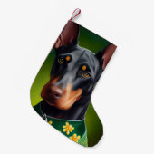 Petite Chaussette De Noël Doberman Dog en tenue de la Saint Patrick (Devant (Accrochage))