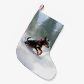 Petite Chaussette De Noël Doberman Pinscher neige de Noël hiver (Devant (Accrochage))