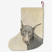 Petite Chaussette De Noël Doberman Pinscher Peinture - Art Chien original (Dos)