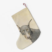Petite Chaussette De Noël Doberman Pinscher Peinture - Art Chien original (Dos (Accrochage))