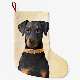 Petite Chaussette De Noël Doberman Pinscher Peinture non découpée Art origin