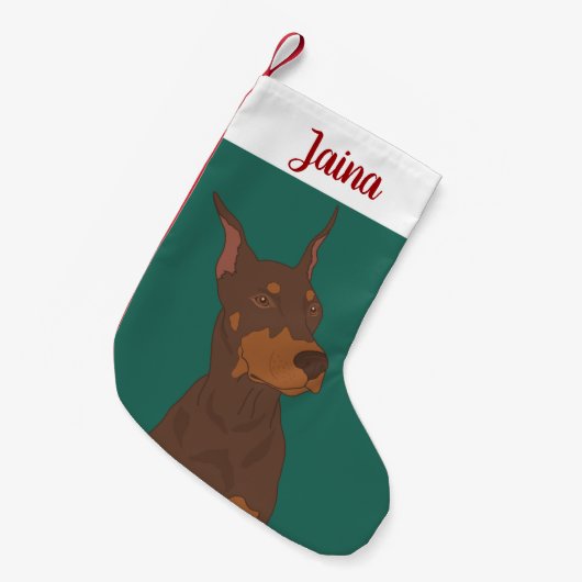 Petite Chaussette De Noël Dobermann de Noël (Devant (Accrochage))