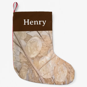 Petite Chaussette De Noël Dollar d'argent séché Photo Nom personnalisé Brown