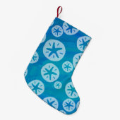 Petite Chaussette De Noël Dollar de sable blanc et Motif bleu (Devant (Accrochage))
