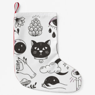 Petite Chaussette De Noël doodle de tatouage mystique dessiné à la main, bad