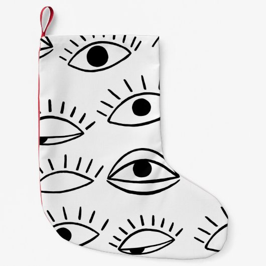 Petite Chaussette De Noël Doodle eye, motif créatif sans couture. (Devant)