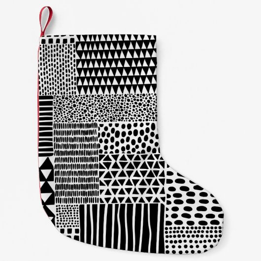 Petite Chaussette De Noël Doodle noir blanc : Ethnic Seamless (Devant)