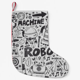 Petite Chaussette De Noël doodle robot élément, illustrateur ligne outils ti