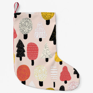 Petite Chaussette De Noël Doodle Trees : Nature Vintage, Abstraite.