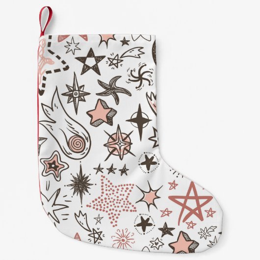 Petite Chaussette De Noël Doodles cosmiques : Étoiles et comètes (Devant)