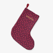 Petite Chaussette De Noël Dots d'aquarelle modernes avec nom rose (Devant (Accrochage))