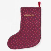 Petite Chaussette De Noël Dots d'aquarelle modernes avec nom rose (Dos)