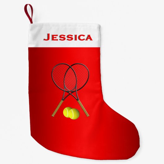 Petite Chaussette De Noël Double Tennis Sport Thème (Devant)