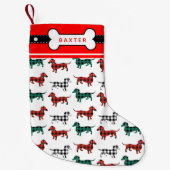 Petite Chaussette De Noël Doxies rouges de plaid de flanelle de Noël de (Devant)