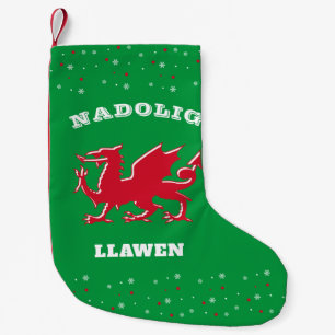 Petite Chaussette De Noël Dragon gallois rouge Joyeux Noël Nadolig Llawen