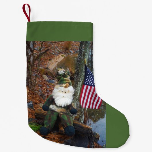 Petite Chaussette De Noël Drapeau américain de Camouflage Père Noël (Devant)