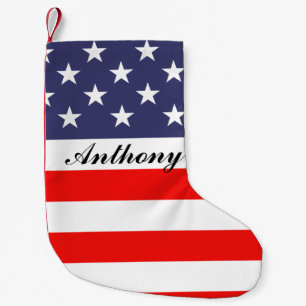 Petite Chaussette De Noël Drapeau américain patriotique Fête personnalisée