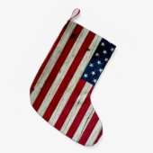 Petite Chaussette De Noël Drapeau américain peint sur le bois (Devant (Accrochage))
