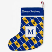 Petite Chaussette De Noël Drapeau BARBADOS | Monogramme (Dos)