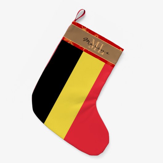 Petite Chaussette De Noël Drapeau belge, monogramme (Devant (Accrochage))
