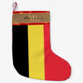 Petite Chaussette De Noël Drapeau belge, monogramme (Devant)